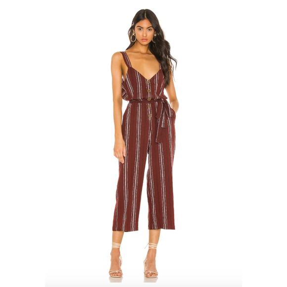 SANCTUARY Evereve NWT Sedona Maroon Striped Jumpsuit // L - Picture 1 of 12